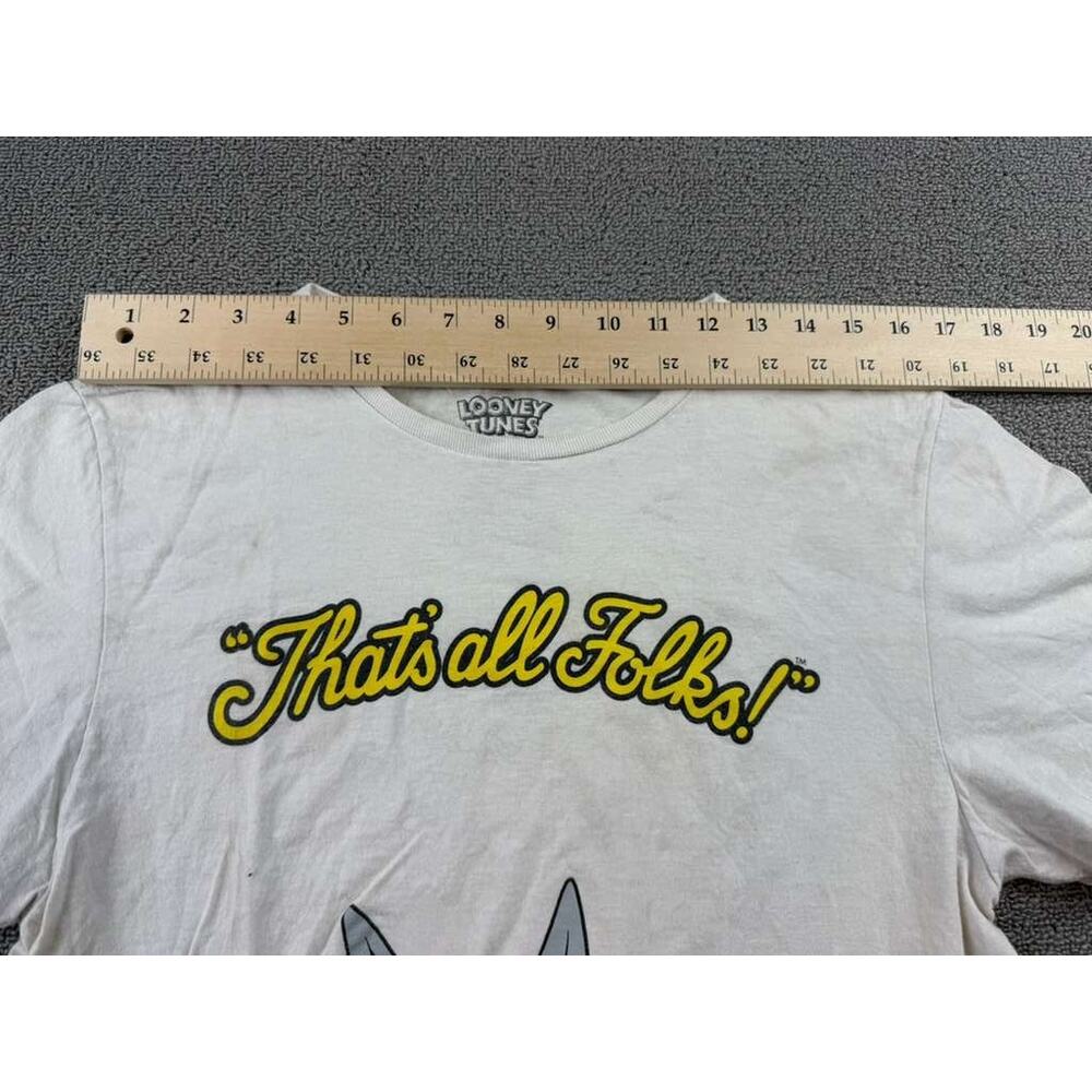 Looney Tunes T Shirt Men Medium White Bugs Bunny Graphic "That's all Folks!" - Picture 4 of 10
